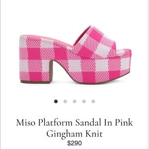 ISO pink gingham Platform sandal size 9 larroude